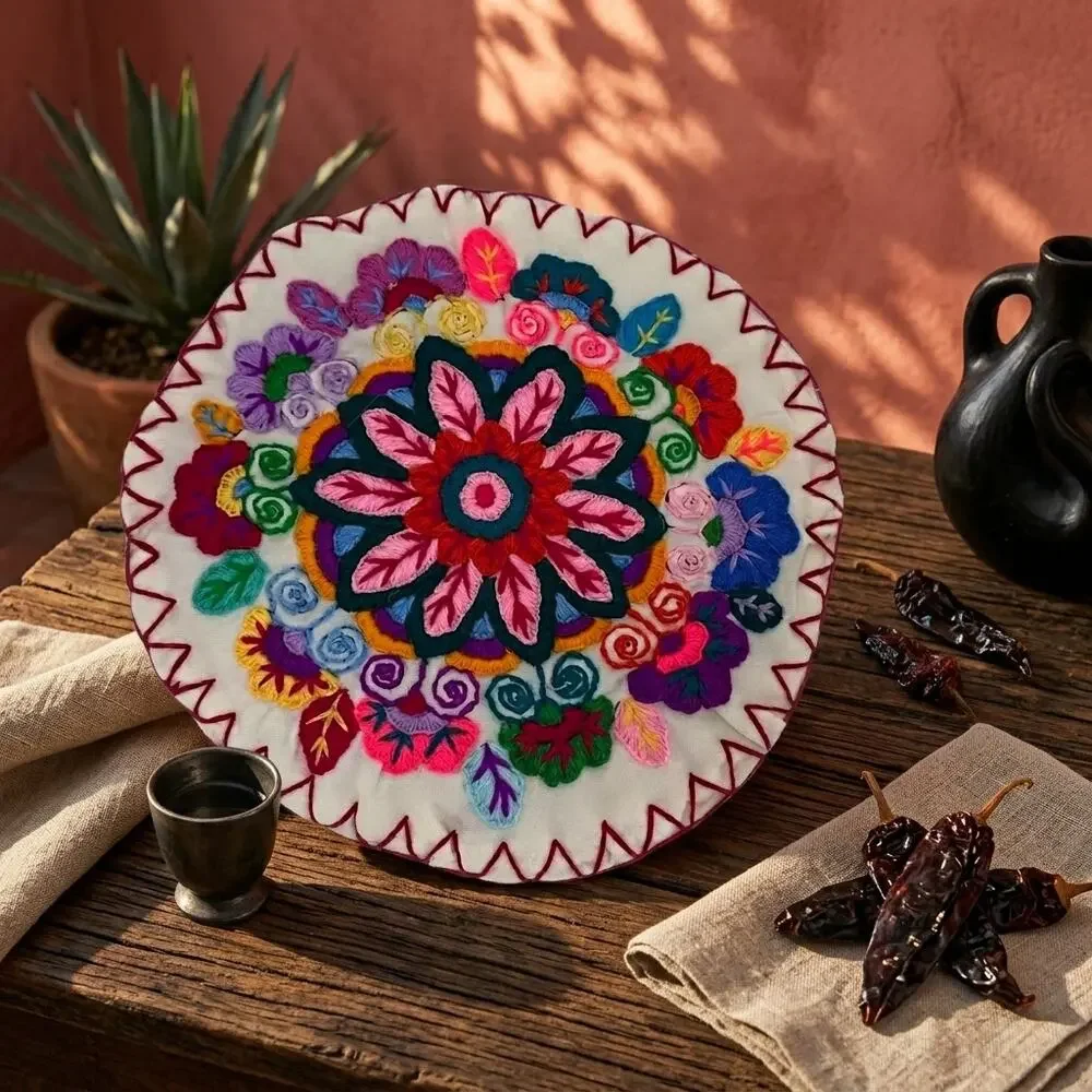 Mexican embroidered Tortillero tortilla warmer  10 in